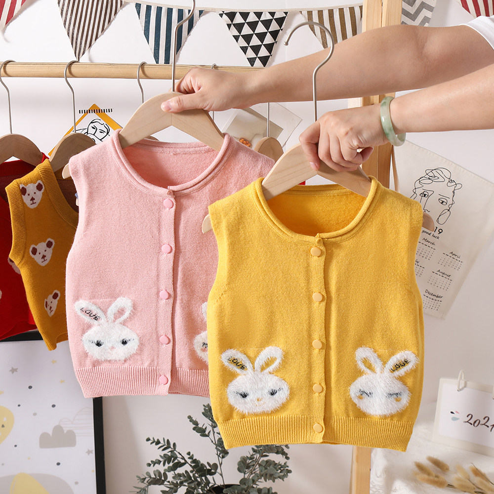 Becker vest boy and girl baby 1 to 6 year old baby knitted sweater thin sweater clamp