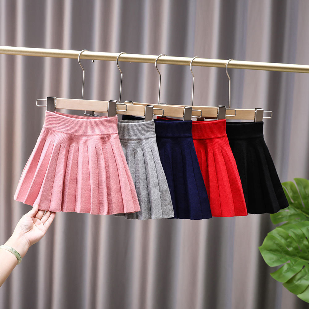 Girls' short skirts, outer wear, spring, autumn and winter pleated skirts, girls, babies, children, western style, children's skirts, college style