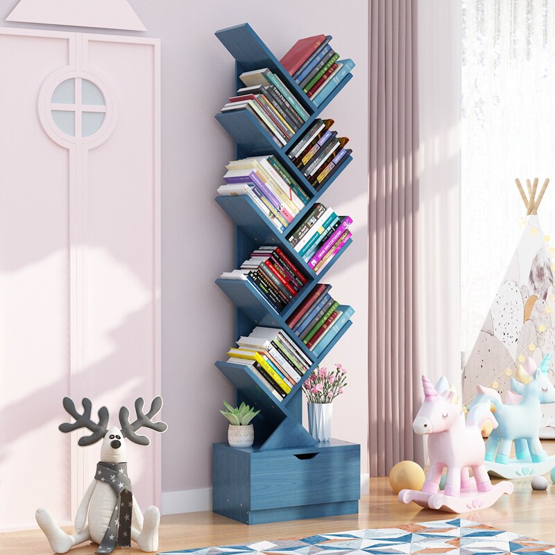 Floor bookshelf treetop trekkers leaning against wall Children multilayer home provincial space small bookcase Easy storage floor shelf Living room