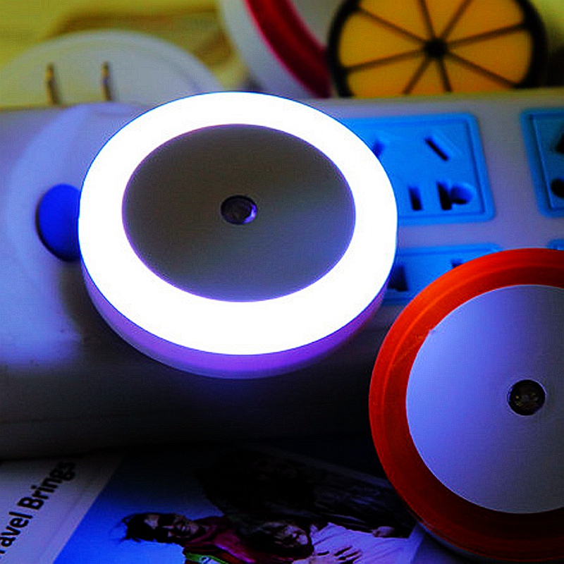 White light Yellow light round bedroom dark automatic light 220v plug-in bedside smart night light Feeding stars Blue light