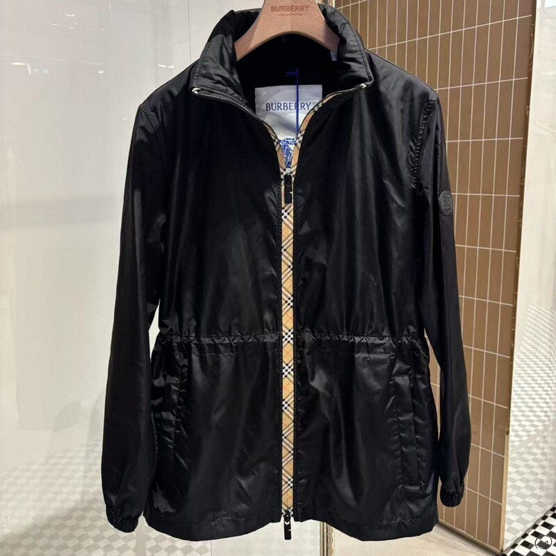 Burberry New Plaid Color-Block Jacket with Elastic Waist for Women and Men