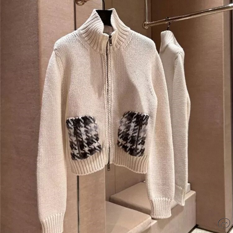 Burberry New Classic Color-Block Double-Pocket Knitted Cardigan Sweater for Women and Men Burberry New Classic Color-Block Double-Pocket Knitted Cardigan Sweater for Women and Men