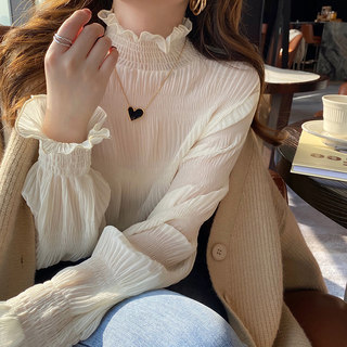 Women's white french lace bottoming shirt spring and autumn