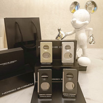 German Porsche three-in-one multifunctional cigar cut hole-cutting machine double-edge cigarette lighter flat mouth V-mouth bore hole