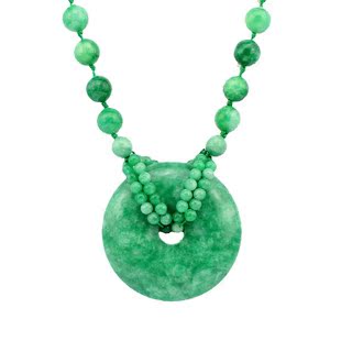 Full green Myanmar jade necklace with long version of jade necklace pendant listed with full length about 43cm