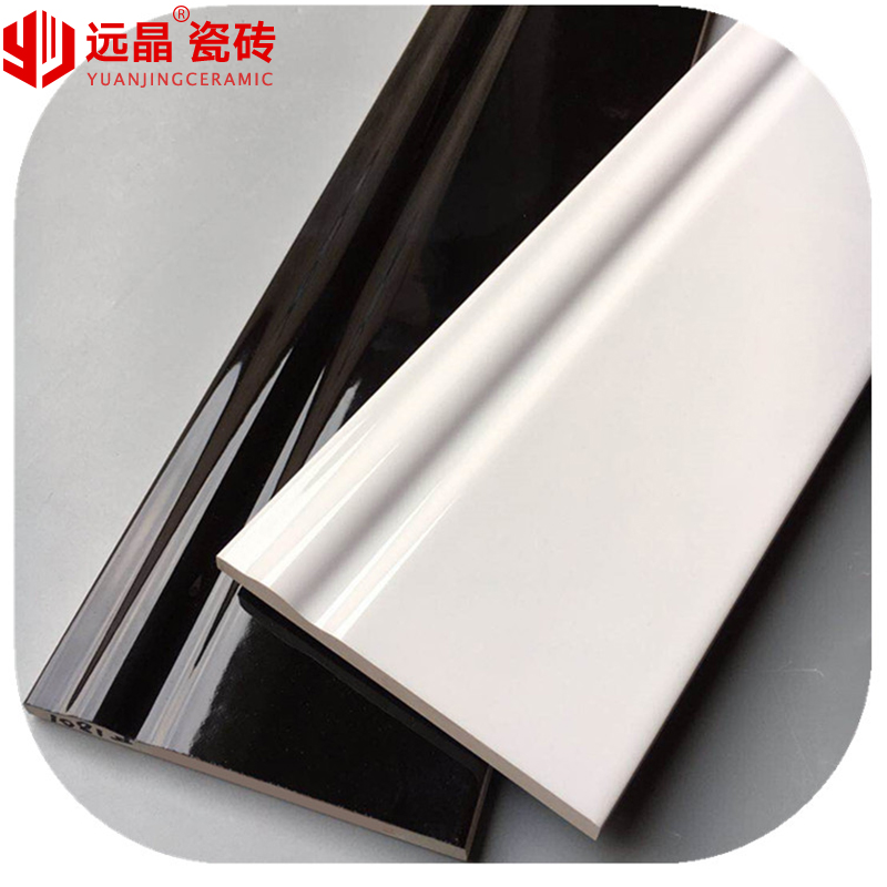 Foshan 100x800 living room bedroom floor footline strand line border line wave conductor black and white skirting board tile