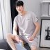 Wan Ruyu nước cotton mens mùa hè đồ ngủ mùa hè bông ngắn tay quần áo nhà mỏng đơn giản giản dị bộ ngắn tay. 