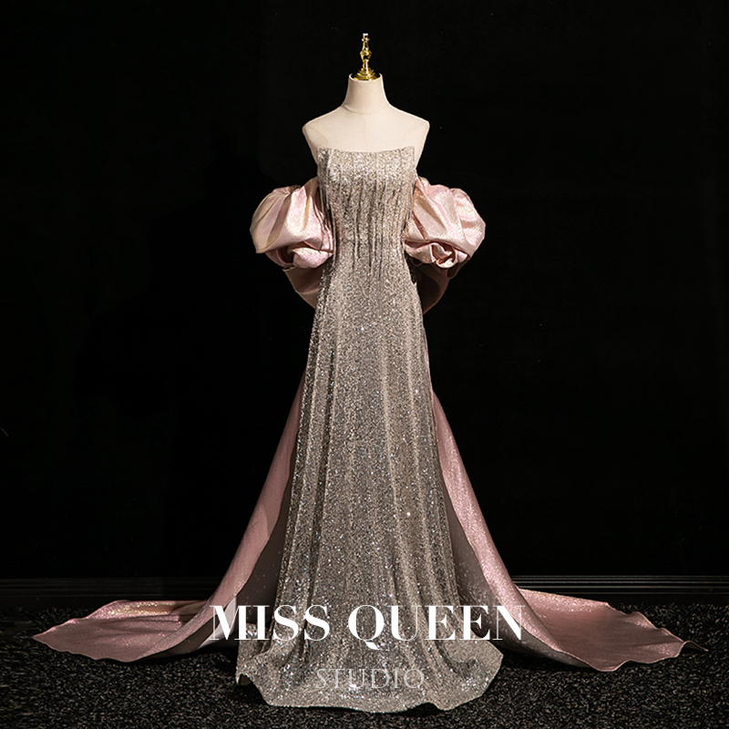 Evening Dress for Women 2026 New Style Toast Dress Bride Morning Gown Engagement Slim Fit Shiny Light Luxury Banquet Light Dress