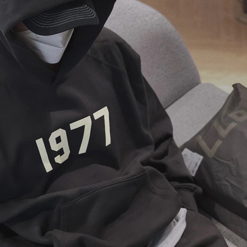 Fog Passed the Inspection Essentials Overseas Trendy Brand American-Style Loose 1977 Hooded Sweatshirt for Men Autumn and Winter Fleece-Lined Hoodie
