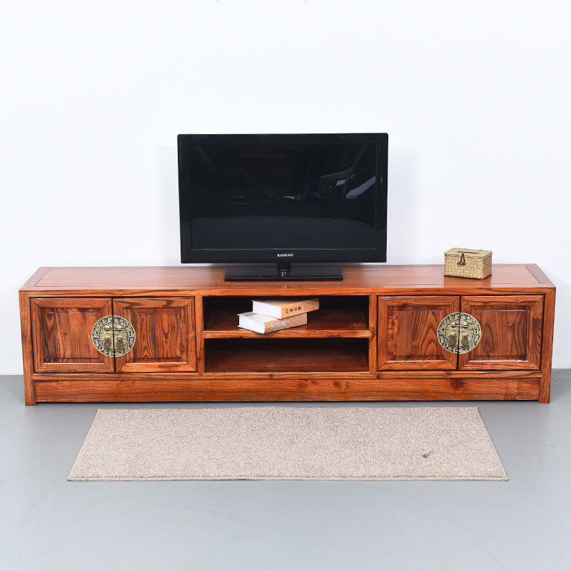 Ming and Qing classical solid wood flat head TV cabinet Chinese TV cabinet Antique modern home TV cabinet send packaging