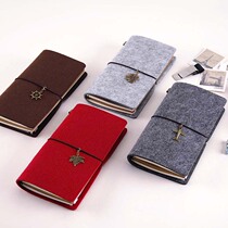 Travel portable felt Korean version of the hand account notebook Creative hand account record book Vintage loose-leaf diary