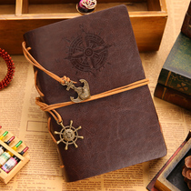 Boxed logbook Loose-leaf book Leather strap Pirate hand ledger notebook Portable diary Retro book