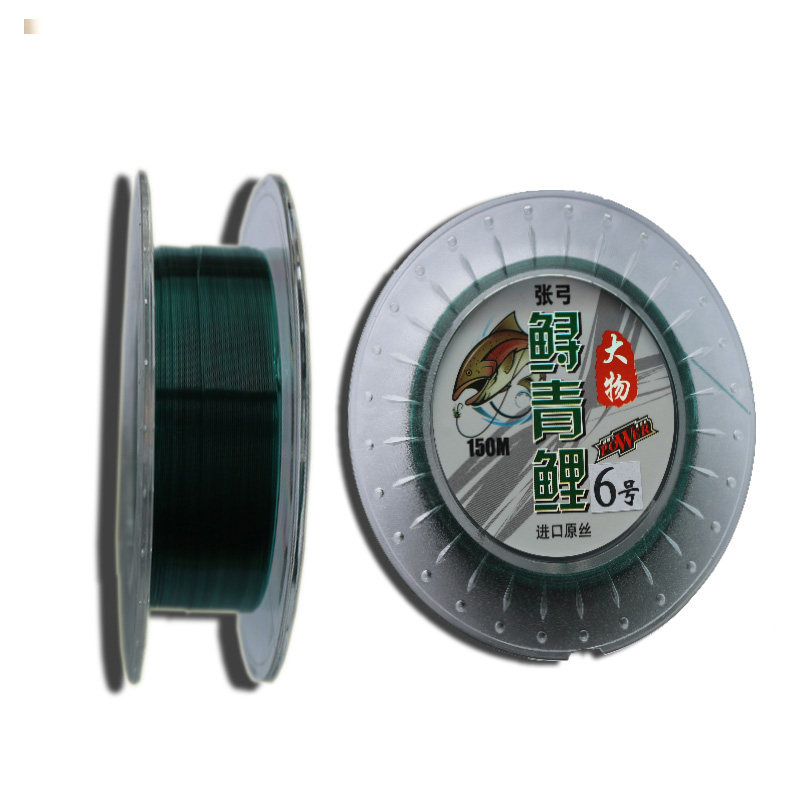 Zhang Gong 150m imported raw silk nylon line Fishing line Super pull force special work and bite-resistant sturgeon green carp line