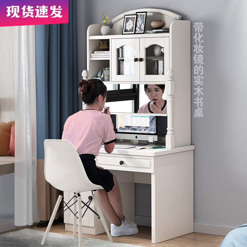 American solid wood desk bookcase makeup desk integrated desktop computer desk combined Korean-style children home desk