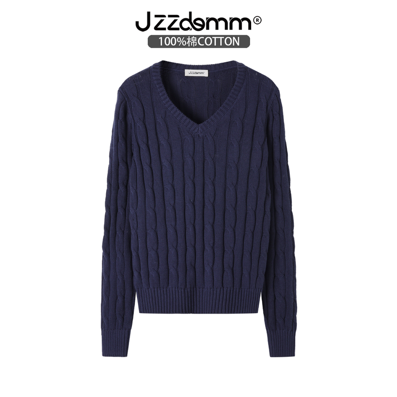 100% Cotton Jzzdemm Pure Cotton Cable Knit Pullover Sweater for Women, New Autumn and Winter V-Neck Fashion Versatile Base Shirt Top 100% Cotton Jzzdemm Pure Cotton Cable Knit Pullover Sweater for Women, New Autumn and Winter V-Neck Fashion Versatile Base Shirt Top
