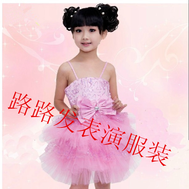 Cô gái công chúa váy váy trẻ em khiêu vũ trang phục hoa cô gái váy váy váy bé dây đeo váy trẻ em 11 tuổi