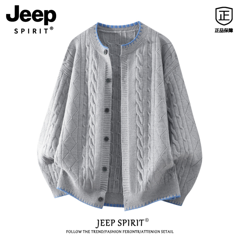 Jeep Spirit American-Style Cable-Knit Sweater Men's Autumn Loose Jacket Casual Couple Knitwear Jeep Spirit American-Style Cable-Knit Sweater Men's Autumn Loose Jacket Casual Couple Knitwear