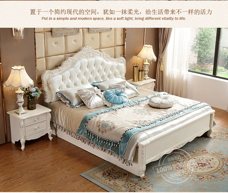 Phong cách châu Âu hiện đại giường đôi công chúa đơn giản châu Âu giường 1,8 1,5 m hôn nhân phòng ngủ gỗ giường giường không khí nông thôn - Giường giường nhựa cho bé