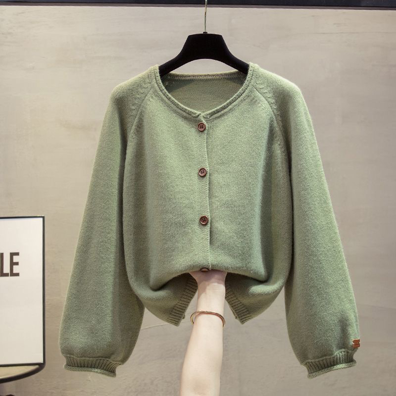 Round Neck Sweater Jacket for Women 2024 Autumn and Winter New Style Loose and Lazy Style Outer Wear Thickeneded Top Western Style Knitted Cardigan