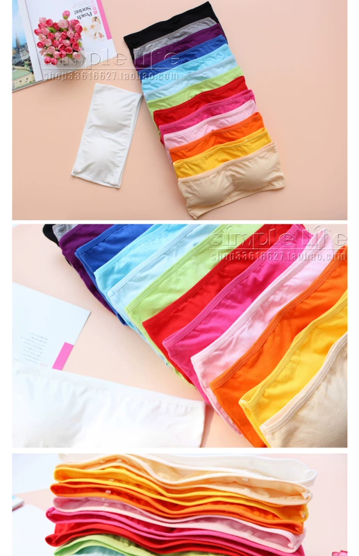 Lycra cotton không có vòng thép bra đoạn ngắn đoạn bọc ngực ống đáy áo ngực cô gái đồ lót bra chống ánh sáng