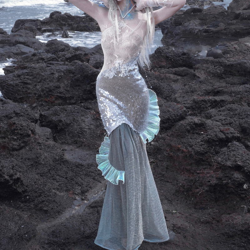 Blood Supply Original ◆ Call of the Siren Mermaid Seaside Vacation Heavy Sequin Polarized Dress Fishtail Skirt