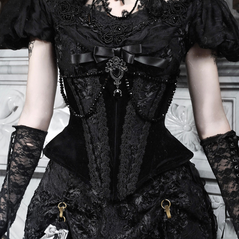 Blood Supply Original ◆ The Magic Box of Cupid Gothic Fishbone Corset Velvet Versatile Waist Cincher Halloween
