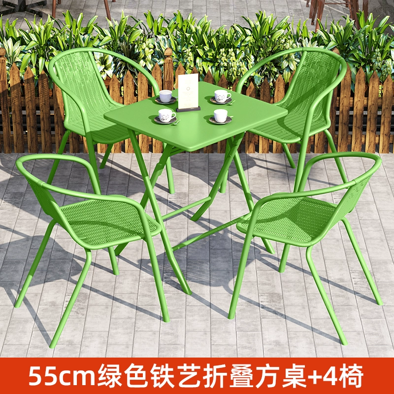 Bàn ghế ngoài trời Internet nổi tiếng ba món Bộ trà sữa ngoài trời quán cà phê ngoài trời thông thường chống nắng ban công bàn cà phê nhỏ 