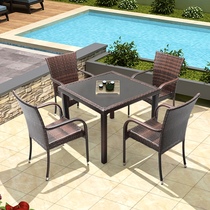 Rattan chair three-piece set balcony small table and chair Leisure Real rattan chair single combination rattan chair back chair tea table courtyard