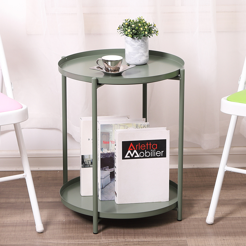 ins Nordic iron art edge a few sofas small tea table modern minimalist creative round headboard mini small table bedroom