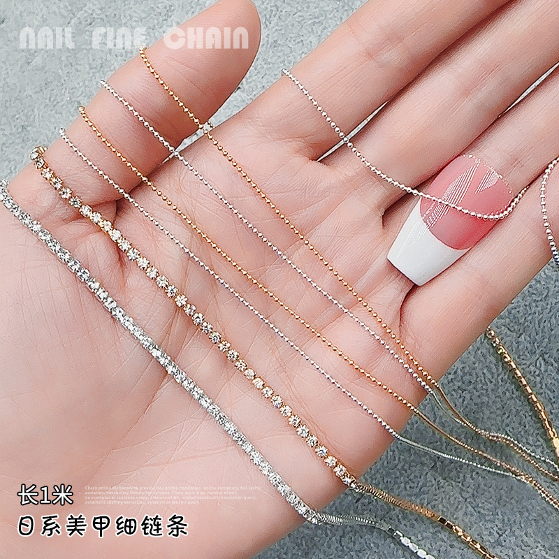 Small Steel Bead Chain, Gold and Silver Nail Art Accessories, New Diamond Decorations, Mini Nail Art Diamonds, Internet-Famous Hot-Selling Nail Decorations Small Steel Bead Chain, Gold and Silver Nail Art Accessories, New Diamond Decorations, Mini Nail Art Diamonds, Internet-Famous Hot-Selling Nail Decorations