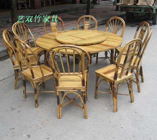 Bàn ghế tre / ghế ăn tre / ghế tre / bàn tre / bàn tròn với ghế ăn kết hợp (1 + 10) - Bộ đồ nội thất mẫu giường ngủ đẹp
