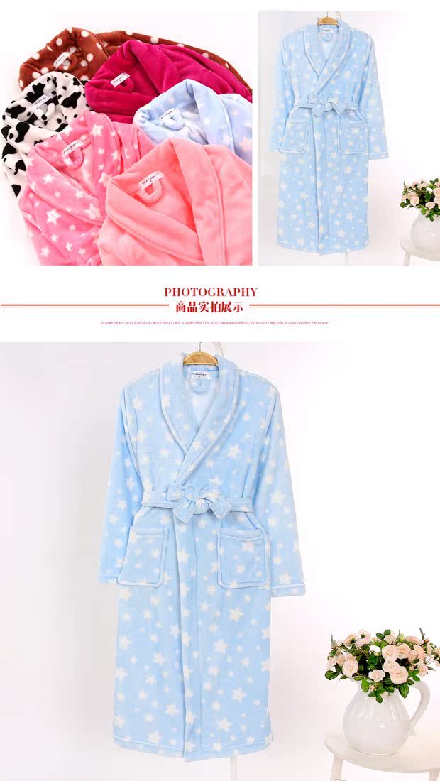 Mùa thu và mùa đông flannel đàn ông và phụ nữ áo ngủ người yêu áo choàng tắm san hô lông cừu dày đồ ngủ dài tay dịch vụ nhà áo choàng tắm đồ ngủ nữ mùa đông