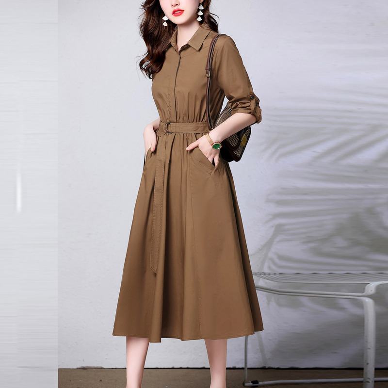 High-End Shirt Dress Women's Clothing 2026 Spring and Autum New Style High-End Formal Occasion Mid-Length Long-Sleeved Skirt