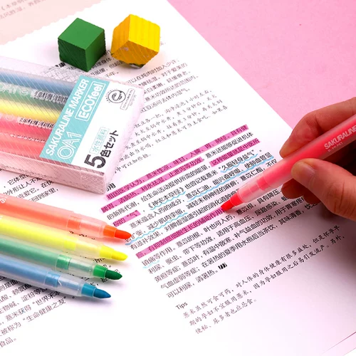 Японский импортный флуоресцентный маркер для школьников, канцтовары, комплект, широкая цветовая палитра, планировщик