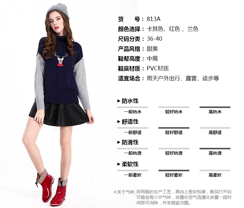 Thời trang Hàn Quốc thạch mưa ủng nữ cao su giày không thấm nước giày chống trượt giày dễ thương người lớn ngắn ống mưa