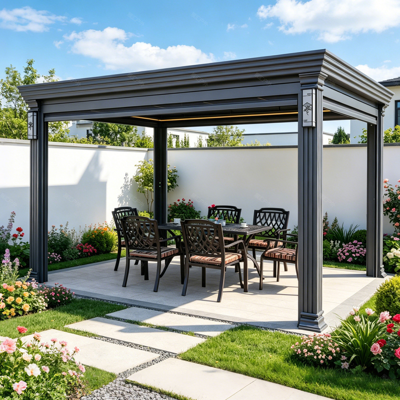 Pavilion Courtyard Outdoor Garden Electric Villa Outdoor Terrace Tea Pavilion Leisure Sun Room Chinese-Style Aluminum Alloy Pavilion