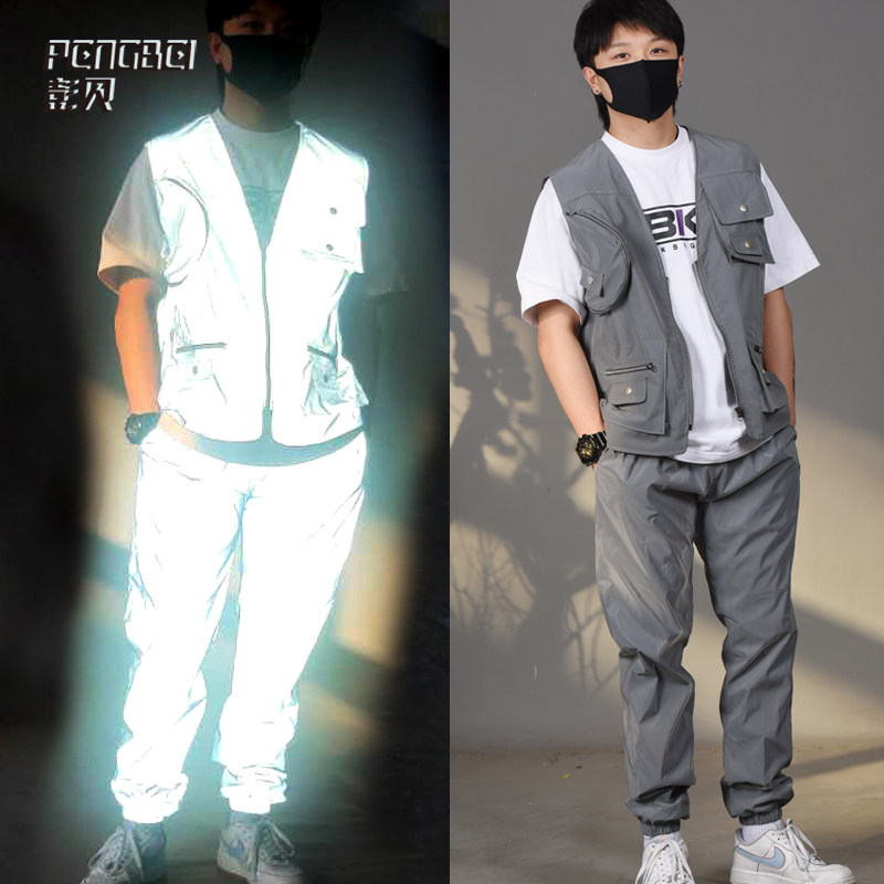 Multi-Pocket Tooling Horse Chia Men's Full Reflective Couple Street Riding Skateboard Women Kan Shoulder Street Dance Team Customized 136