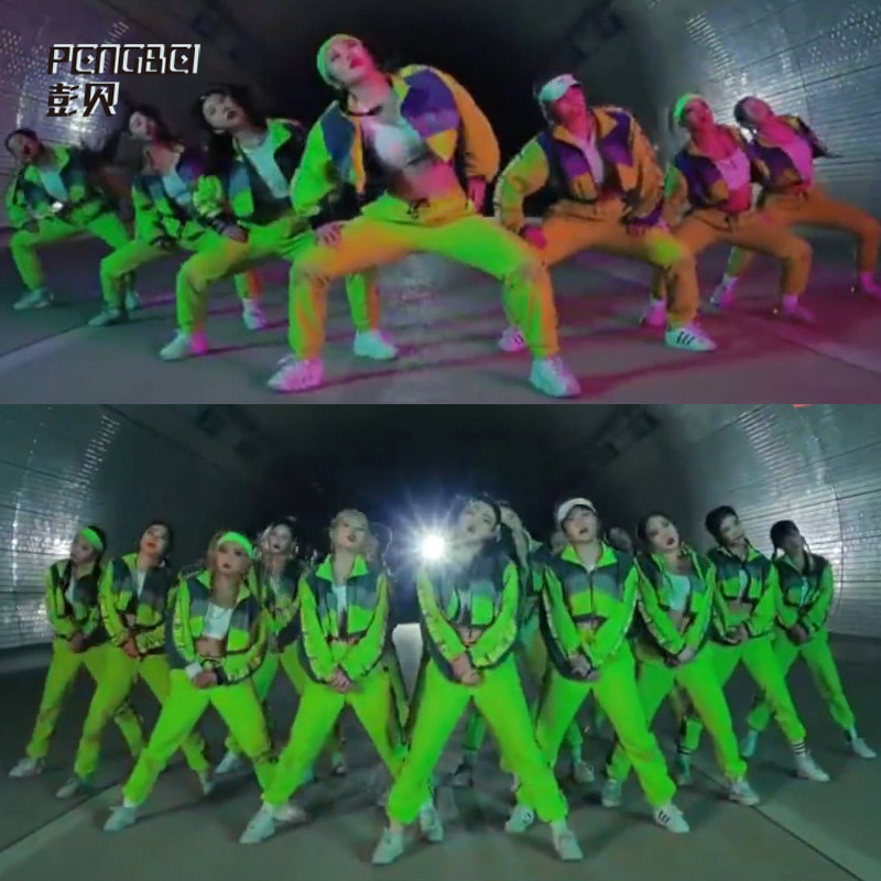 Jazz Dance Truffle Cord 3M Reflective Fluorescent Green Short Coat Children Play Out Street Dance Team Custom 091