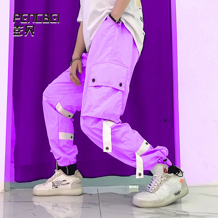 Xia light air - breathable pants female purple pocket sports band beam foot couple street dance team customized 035