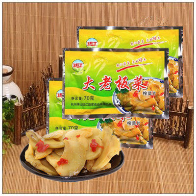 Money Jiang Card Big Boss Squeezed Vegetable Slices 70 gr * 20 Bag Lower Meals Sauce Dish with Porridge Pickled Vegetable small packaging