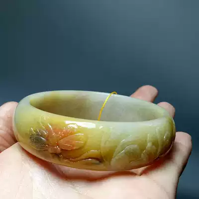 Xinjiang natural jade Gobi jade Karamay Urhe flower color surface material carved bracelet