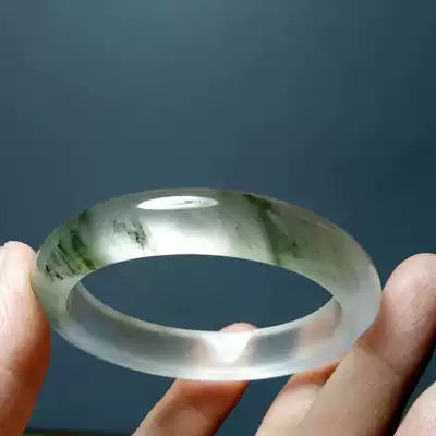 Xinjiang gold silk jade boutique high ice white background gem light glass variety floating green bracelet