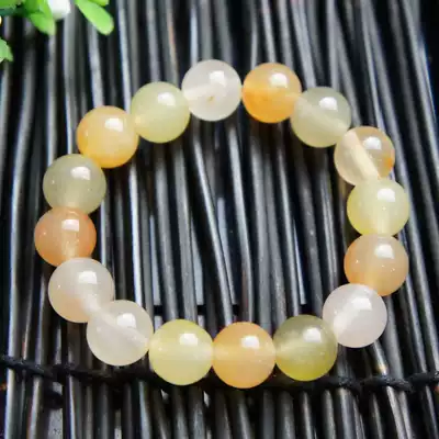 Natural Xinjiang Karamay Urhe Golden Silk Jade Gem light Seed Material 13mm Gem Light Bracelet