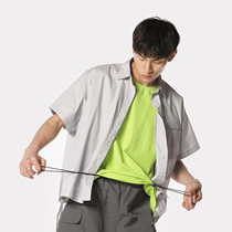 HUGALLGUILT19 spring and summer new products short-sleeved mens loose shoulder-shoulder casual shirt national tide shirt