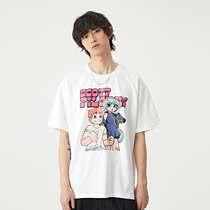 HUGALLGUILT summer cartoon animation printing trend couple loose shoulder casual T-shirt men and women short sleeves