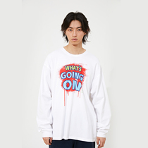 HUGALLGUILT autumn and winter inkjet cartoon round neck printing long-sleeved loose hip-hop national tide cotton bottoming T-shirt
