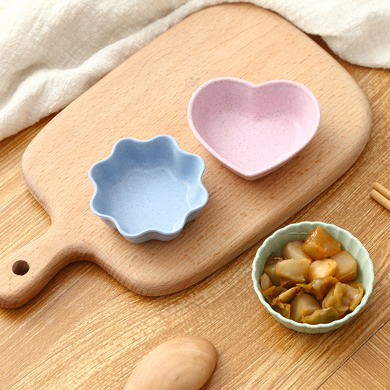 Home Kitchen Wheat Straw flavored dish creative plastic circular cackle dish dish dip dish dish