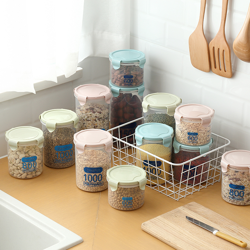 Kitchen Plastic Refreshing sealed tank Five cereals Cereals Bean Seeds Grain Storage Storage Jar Sub-Home Food Intake Box