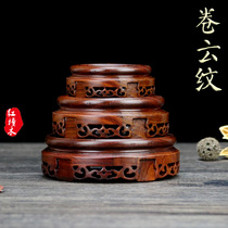 Cent burner wooden round base antique handicraft ornaments shelf black catalpa red sandalwood round teapot base solid wood