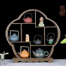 Chicken wing wood Bogu rack Small solid wood multi-treasure Geqi stone jade antique handicraft ornaments Purple sand teapot display rack